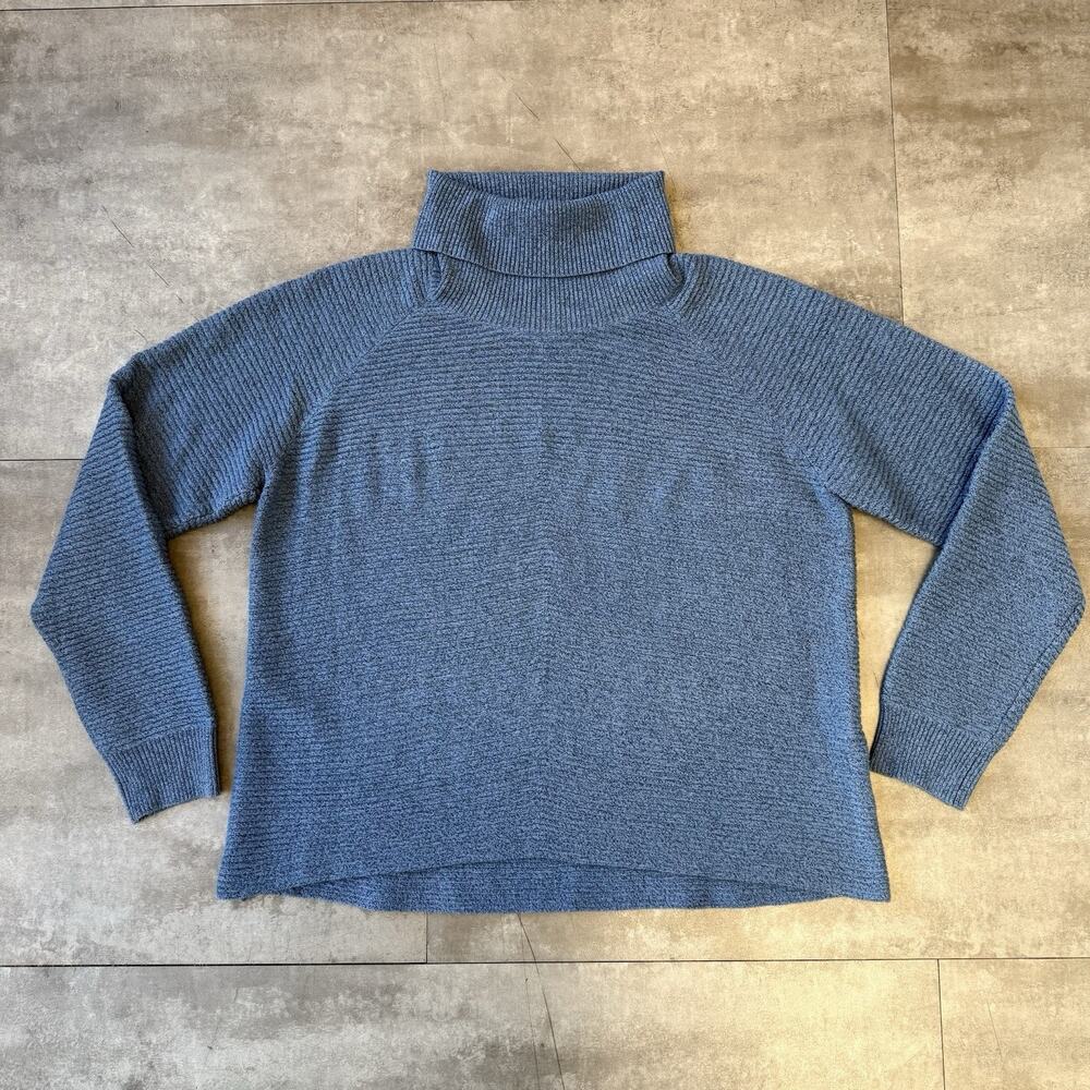 Kuhl Sienna Pullover Women's Large Blue Cowl Neck Wool Blend Long Sleeve Top
